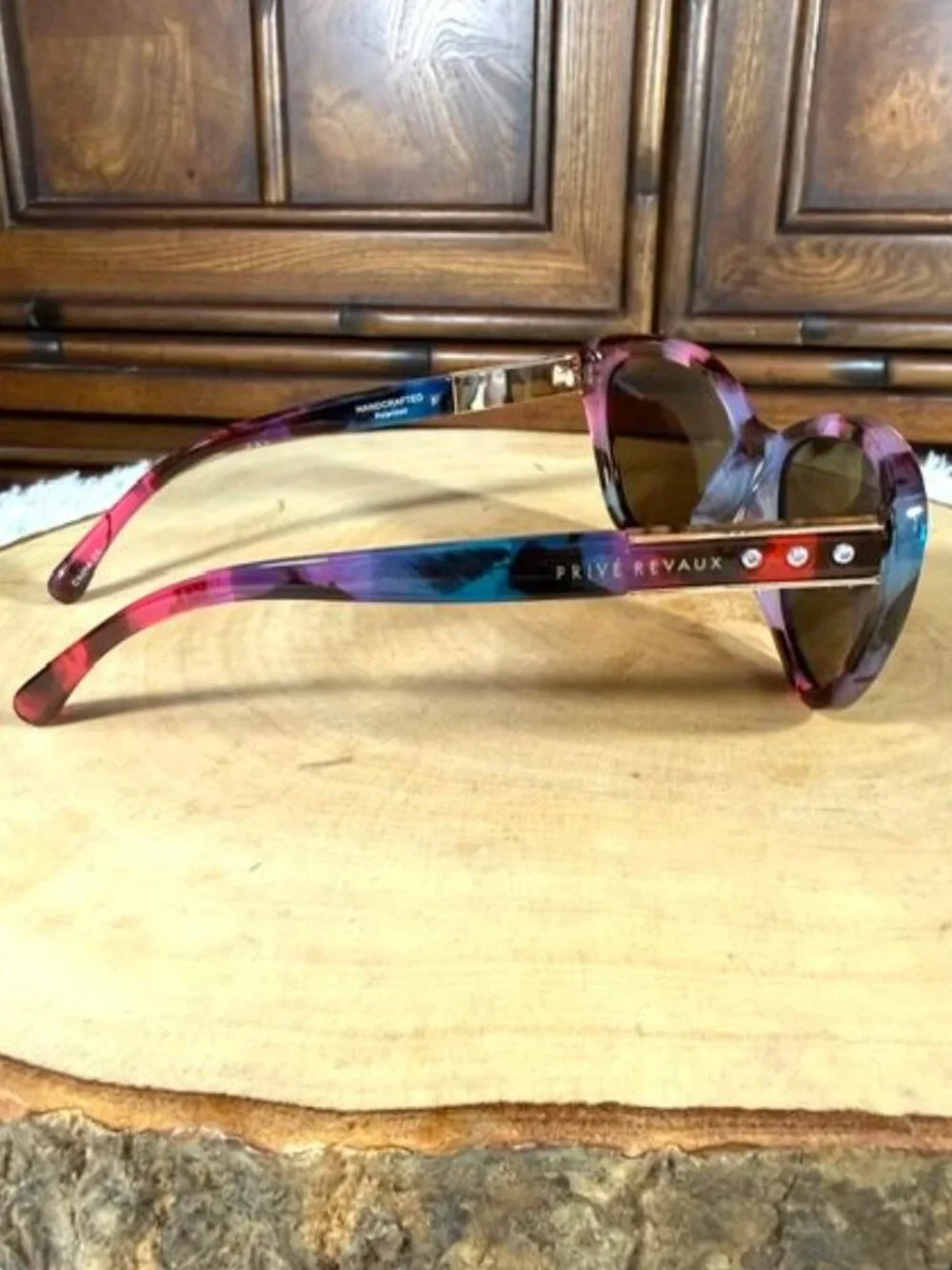 PRIVÉ REVAUX The Timeless Cat Eye Multi Tortoise Rhinestone Polarized Sunglasses - Picture 5 of 14